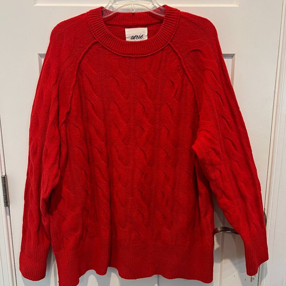 Aerie Unreal Cable Crew Sweater